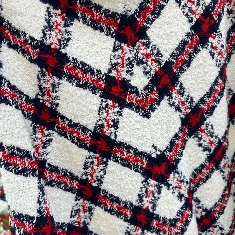 Gucci 粗花毛呢格紋半身裙 44碼-3