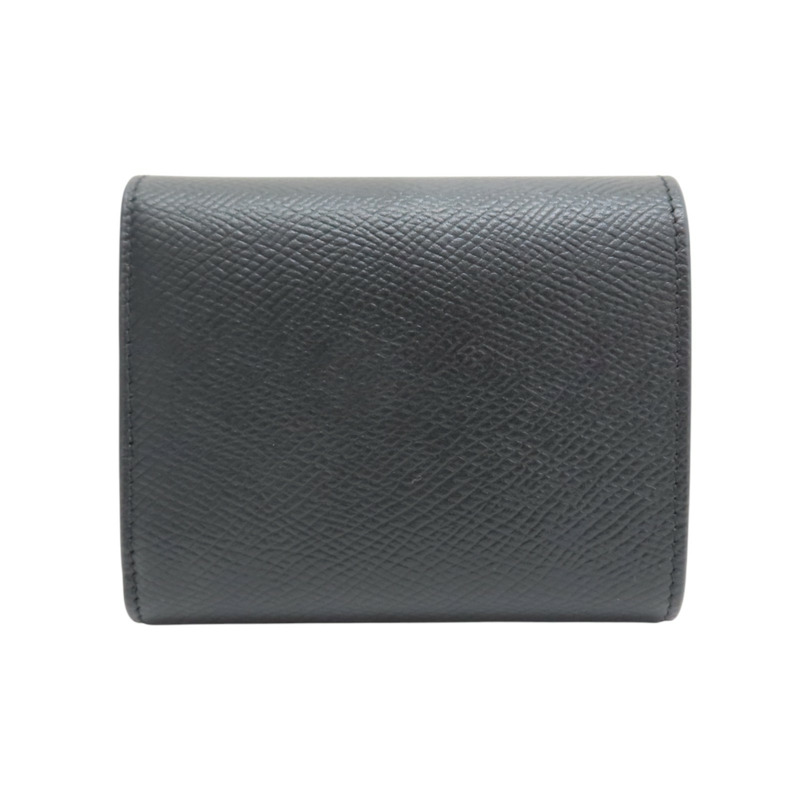 黑色 粒紋牛皮 三折短夾【CELINE 賽琳】-1