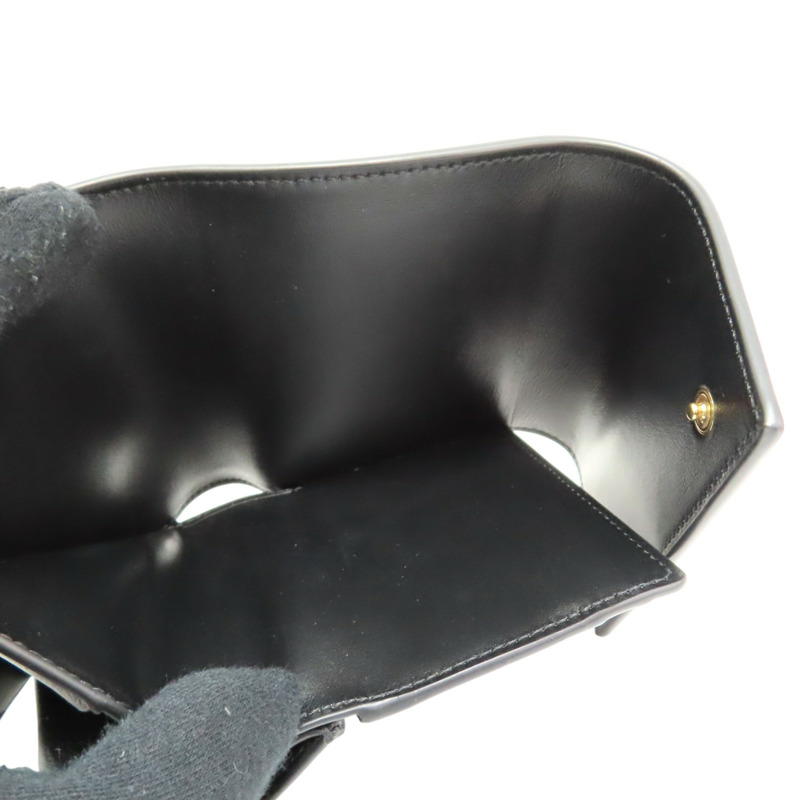 黑色 粒紋牛皮 三折短夾【CELINE 賽琳】-6