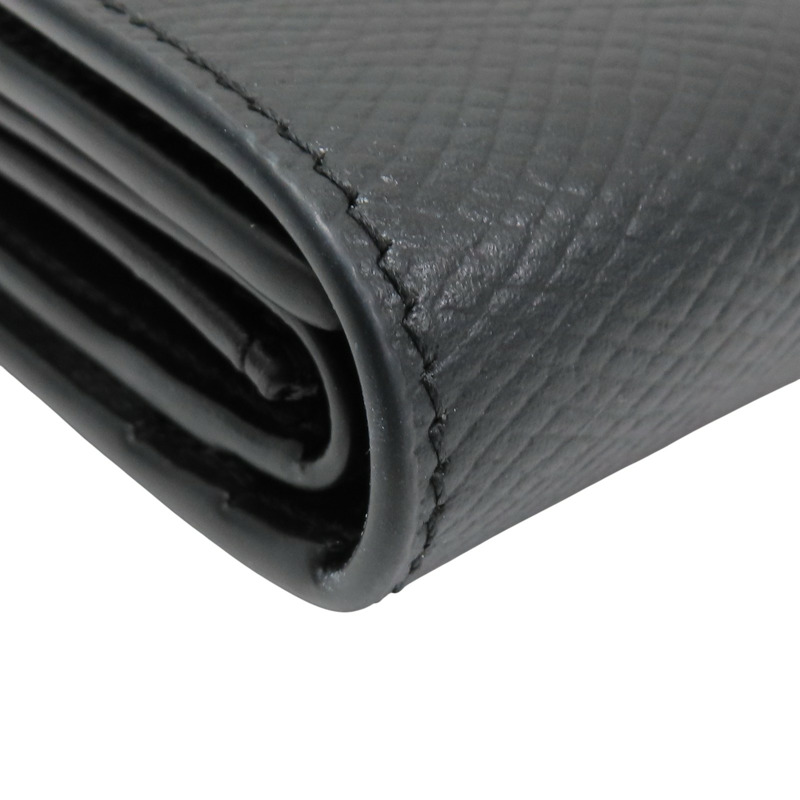 黑色 粒紋牛皮 三折短夾【CELINE 賽琳】-13