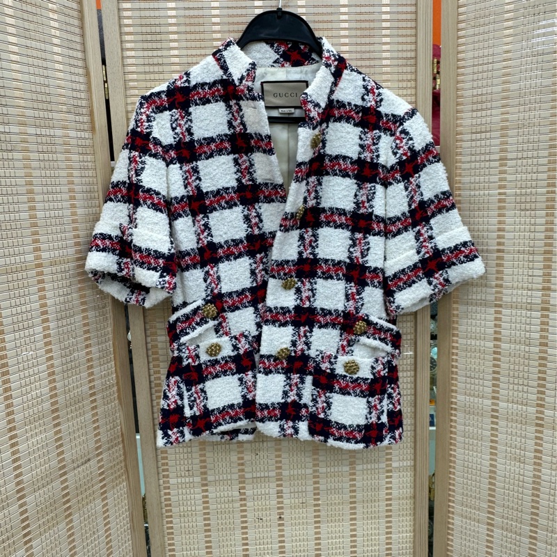Gucci 短袖格紋外套 近全新42碼-0