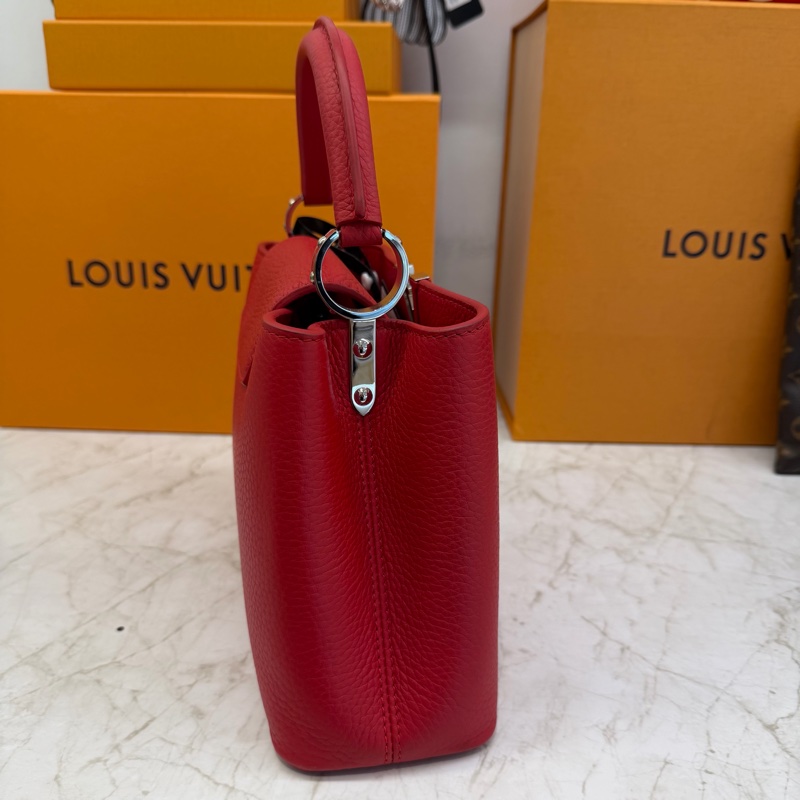 LV CAPUCINES BB紅色銀釦兩用包-3
