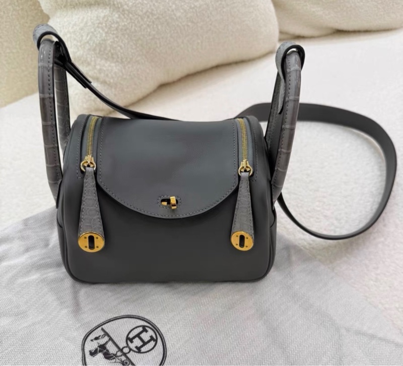 Hermes mini lindy積雨雲灰 touch u刻 2023年票 98新-0