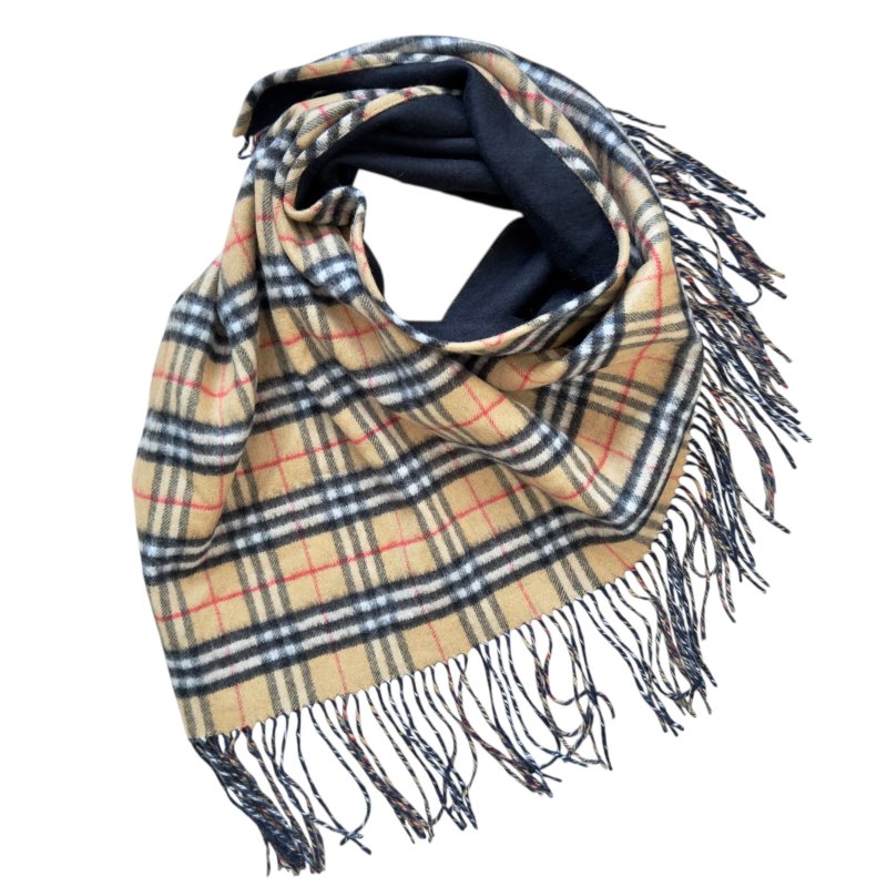 BURBERRY 經典格紋 純羊絨 三角圍巾-0