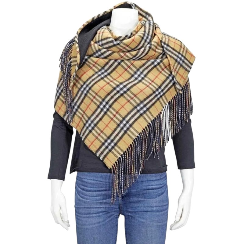 BURBERRY 經典格紋 純羊絨 三角圍巾-2