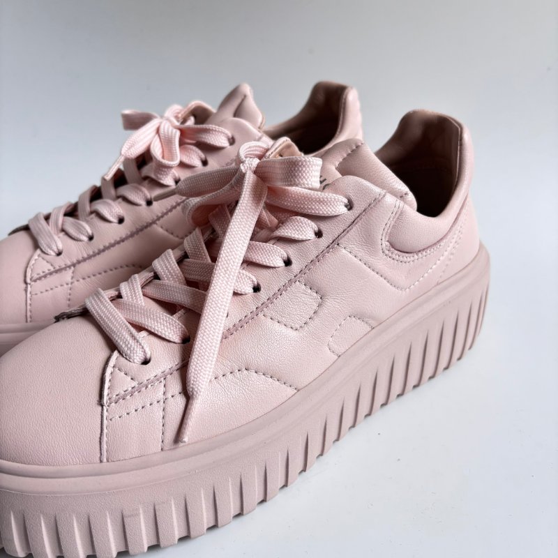 38號 極新::Hogan:: 粉色厚底休閒鞋 H-Stripes Leather Sneakers | Pink-2