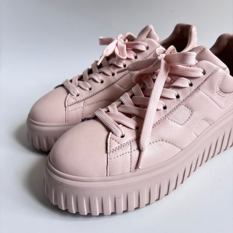 38號 極新::Hogan:: 粉色厚底休閒鞋 H-Stripes Leather Sneakers | Pink-3