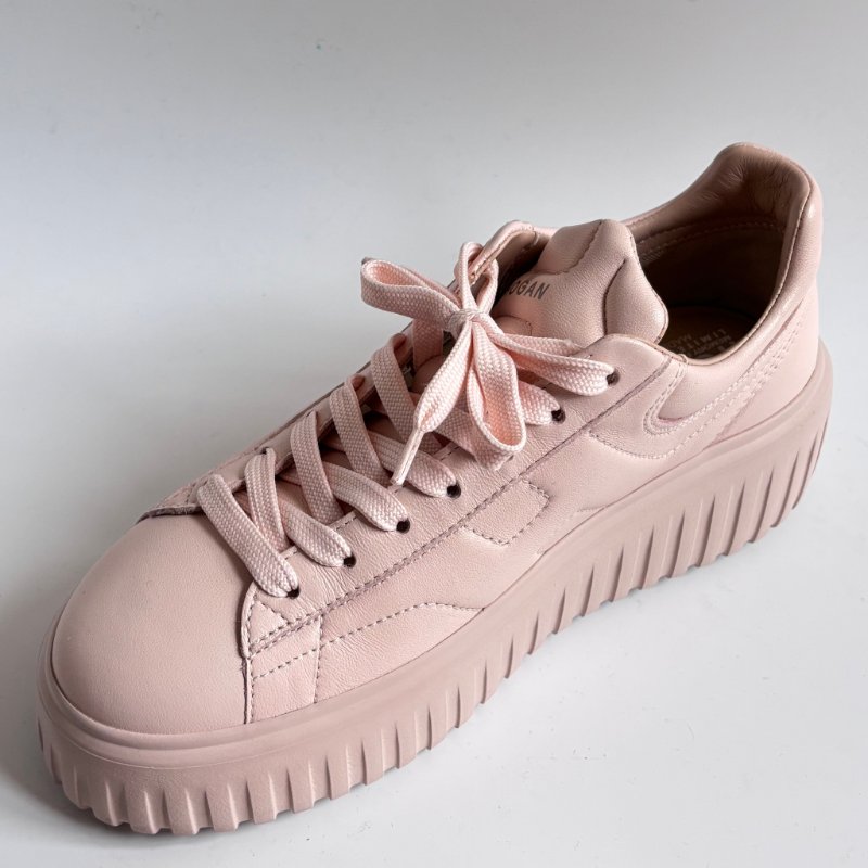 38號 極新::Hogan:: 粉色厚底休閒鞋 H-Stripes Leather Sneakers | Pink-5