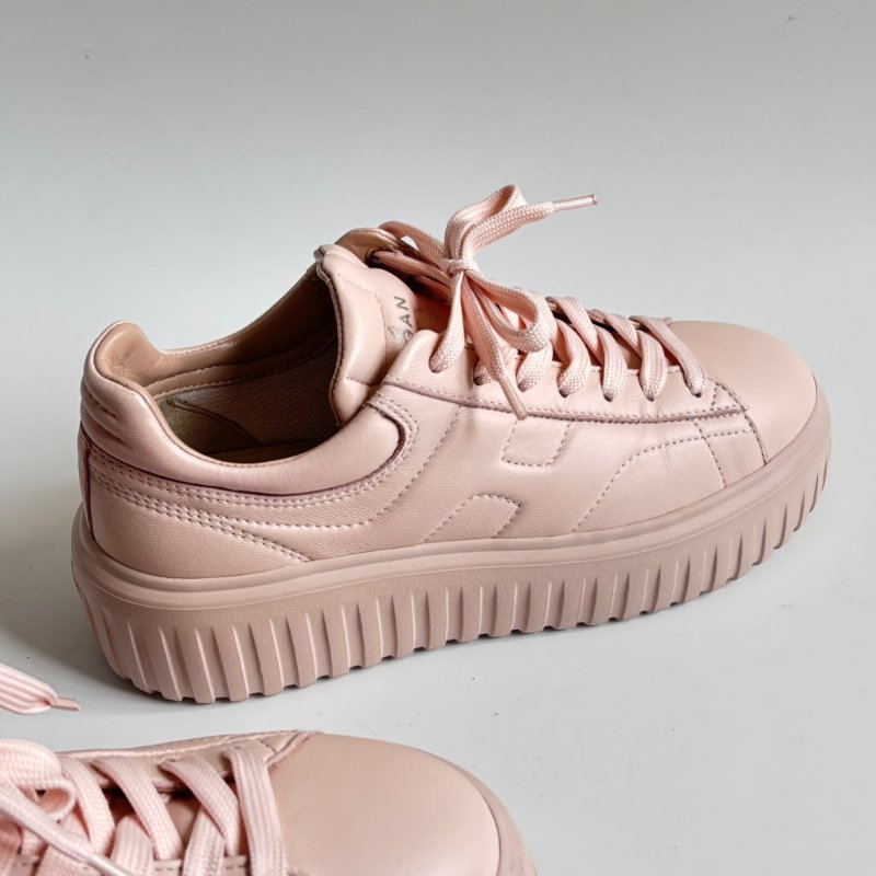 38號 極新::Hogan:: 粉色厚底休閒鞋 H-Stripes Leather Sneakers | Pink-6