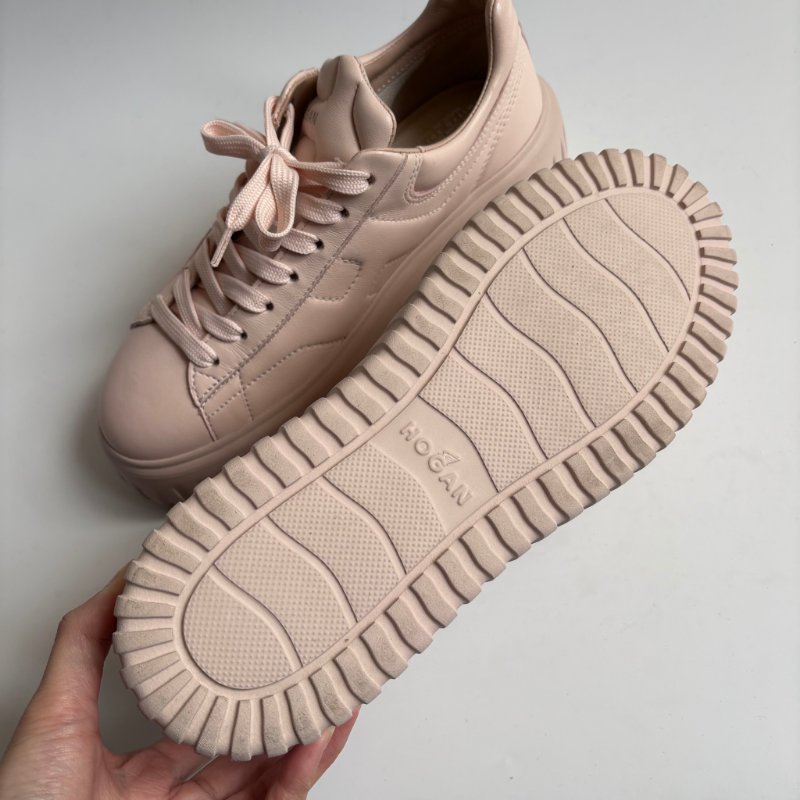 38號 極新::Hogan:: 粉色厚底休閒鞋 H-Stripes Leather Sneakers | Pink-16