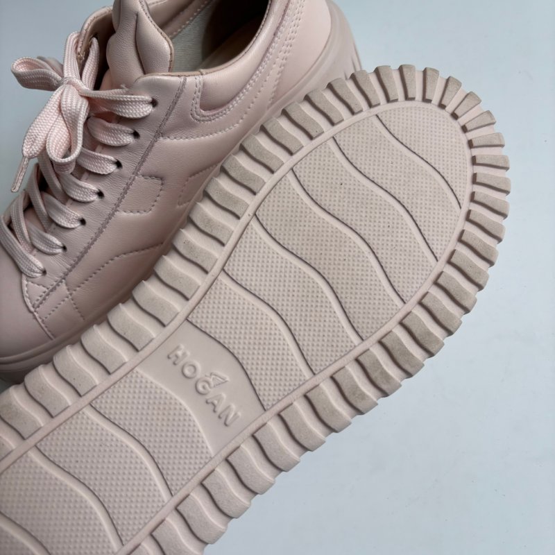 38號 極新::Hogan:: 粉色厚底休閒鞋 H-Stripes Leather Sneakers | Pink-17