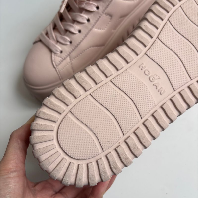 38號 極新::Hogan:: 粉色厚底休閒鞋 H-Stripes Leather Sneakers | Pink-18