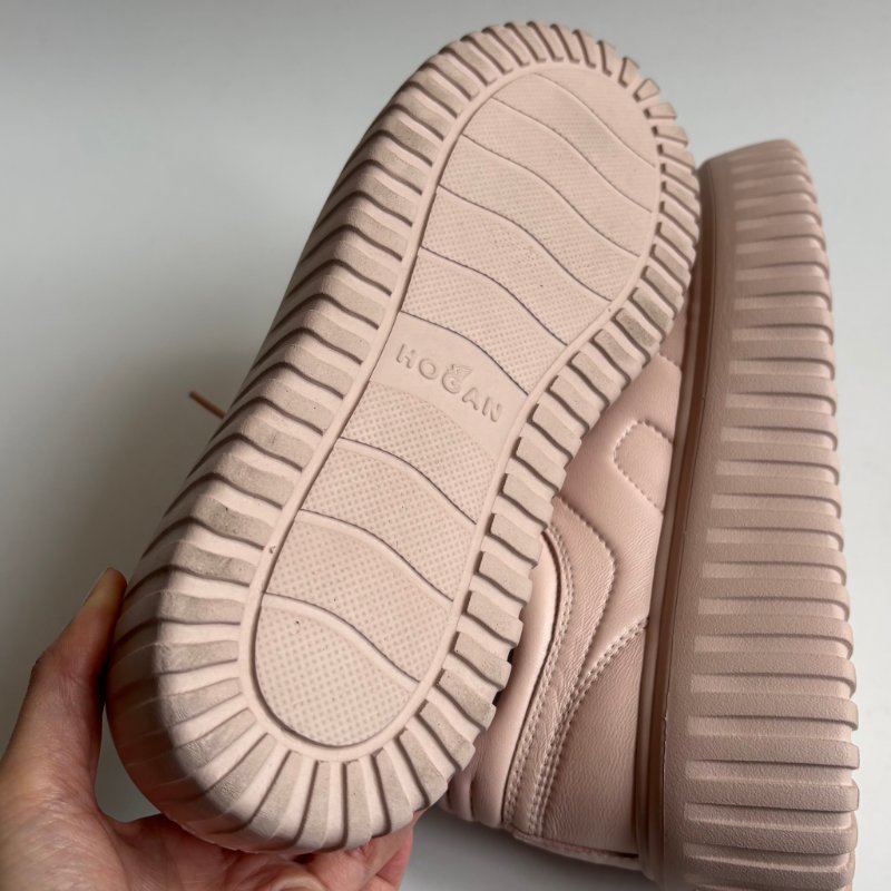 38號 極新::Hogan:: 粉色厚底休閒鞋 H-Stripes Leather Sneakers | Pink-19