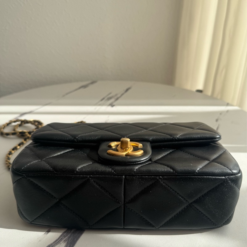 chanel黑大菱格雙珍珠調節鏈包   超美的✨-5