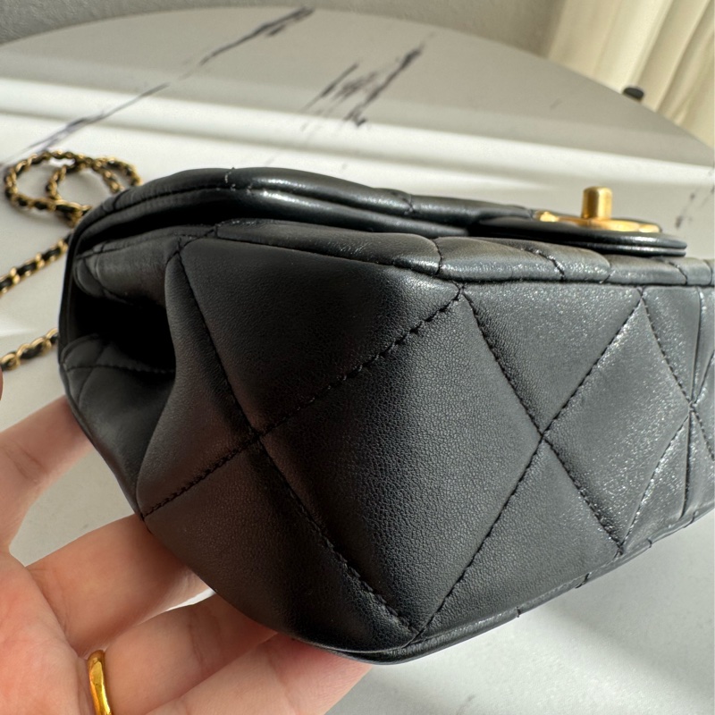 chanel黑大菱格雙珍珠調節鏈包   超美的✨-6