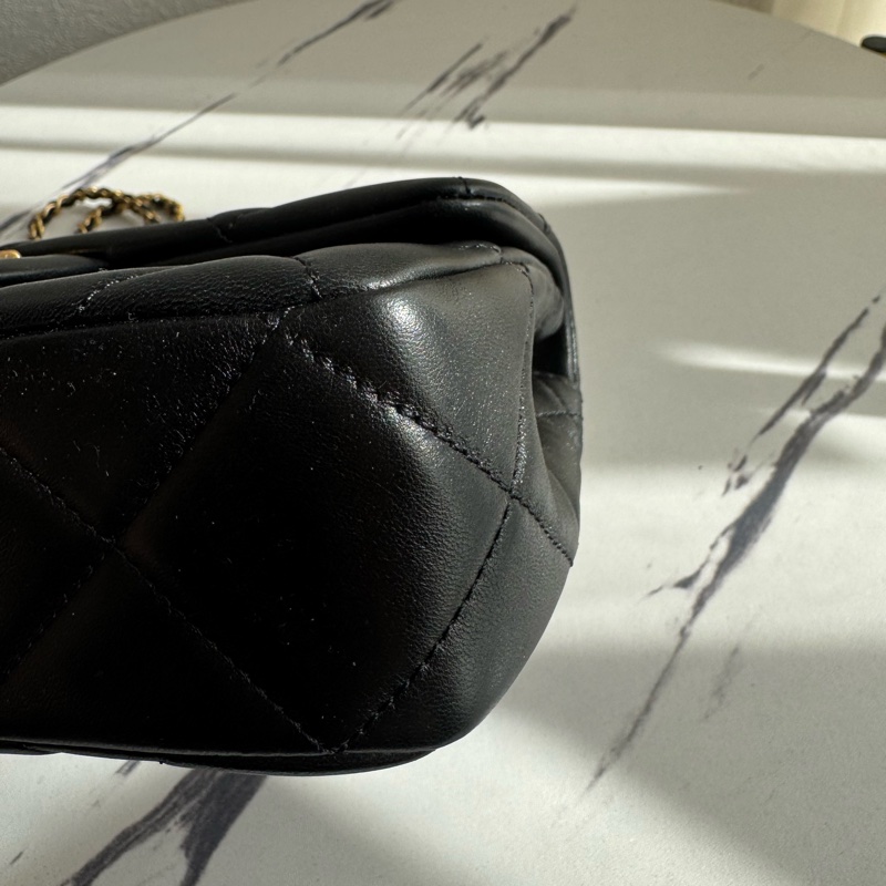 chanel黑大菱格雙珍珠調節鏈包   超美的✨-7