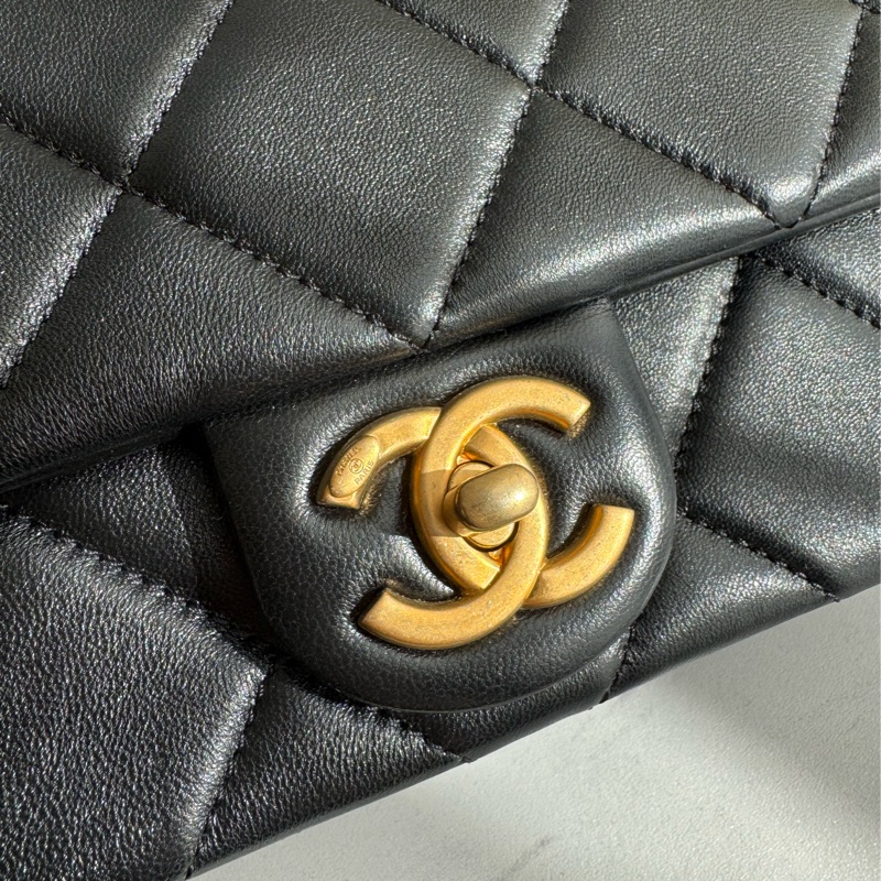 chanel黑大菱格雙珍珠調節鏈包   超美的✨-9