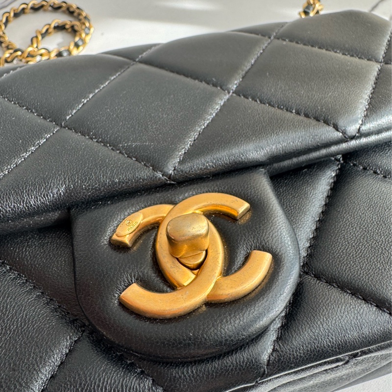 chanel黑大菱格雙珍珠調節鏈包   超美的✨-11