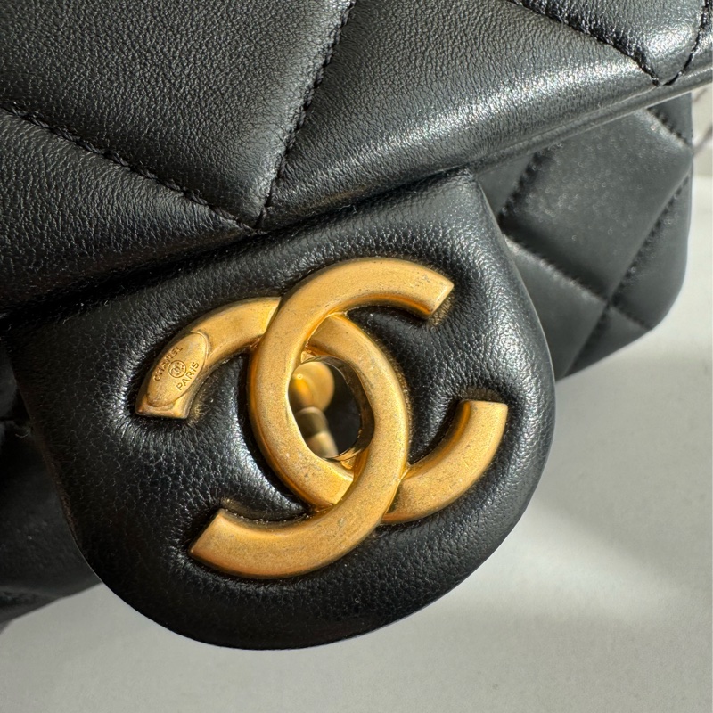 chanel黑大菱格雙珍珠調節鏈包   超美的✨-12