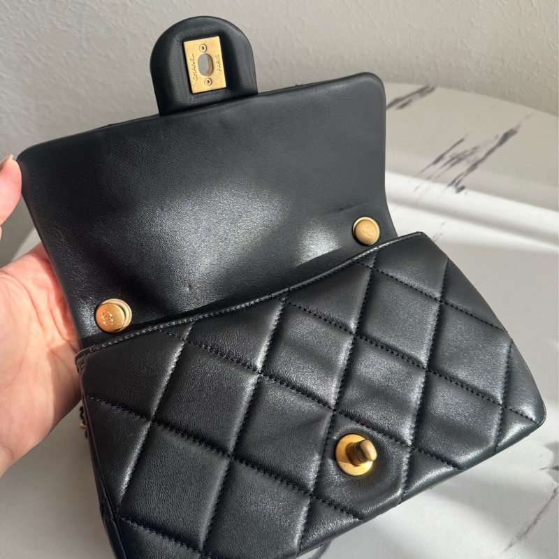 chanel黑大菱格雙珍珠調節鏈包   超美的✨-13