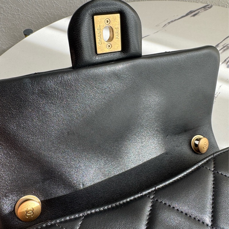 chanel黑大菱格雙珍珠調節鏈包   超美的✨-17