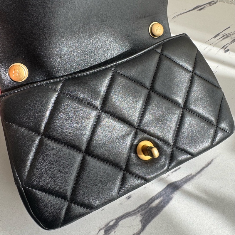 chanel黑大菱格雙珍珠調節鏈包   超美的✨-18