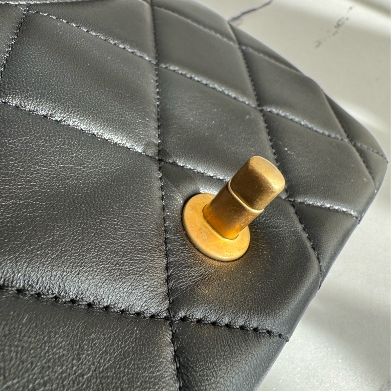 chanel黑大菱格雙珍珠調節鏈包   超美的✨-19