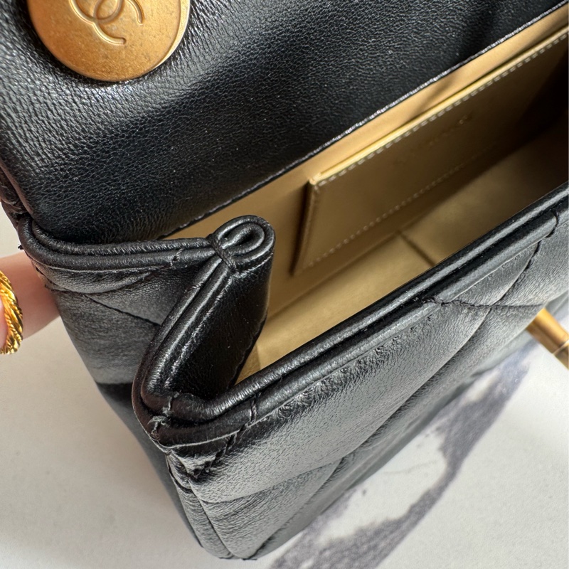 chanel黑大菱格雙珍珠調節鏈包   超美的✨-24