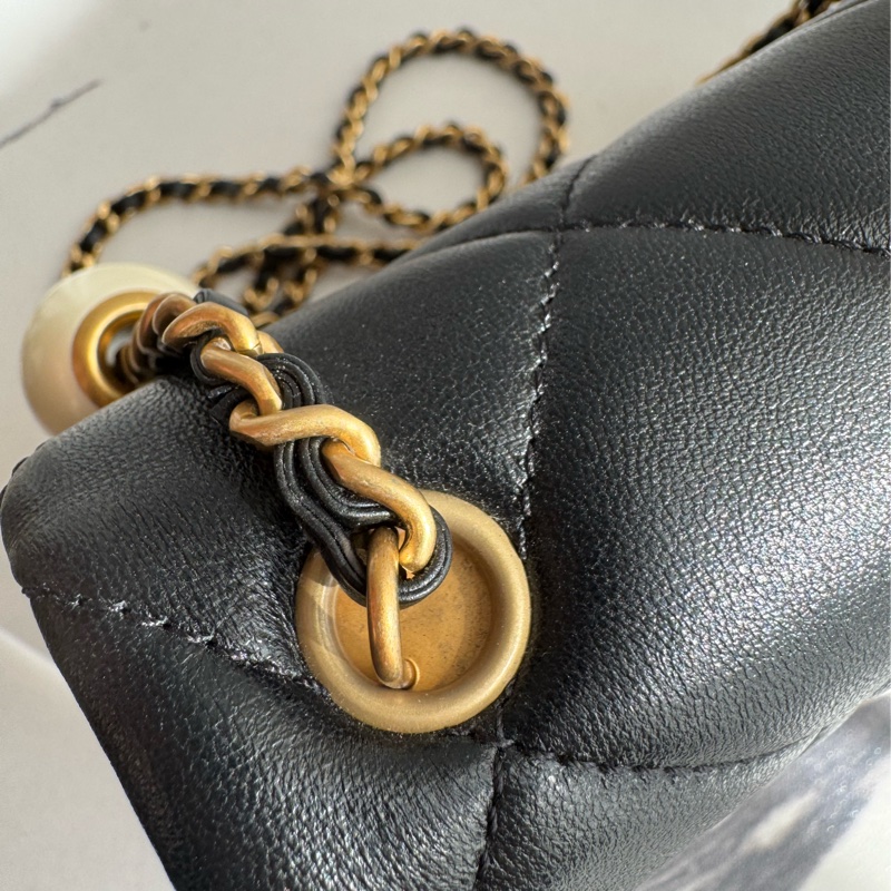 chanel黑大菱格雙珍珠調節鏈包   超美的✨-39