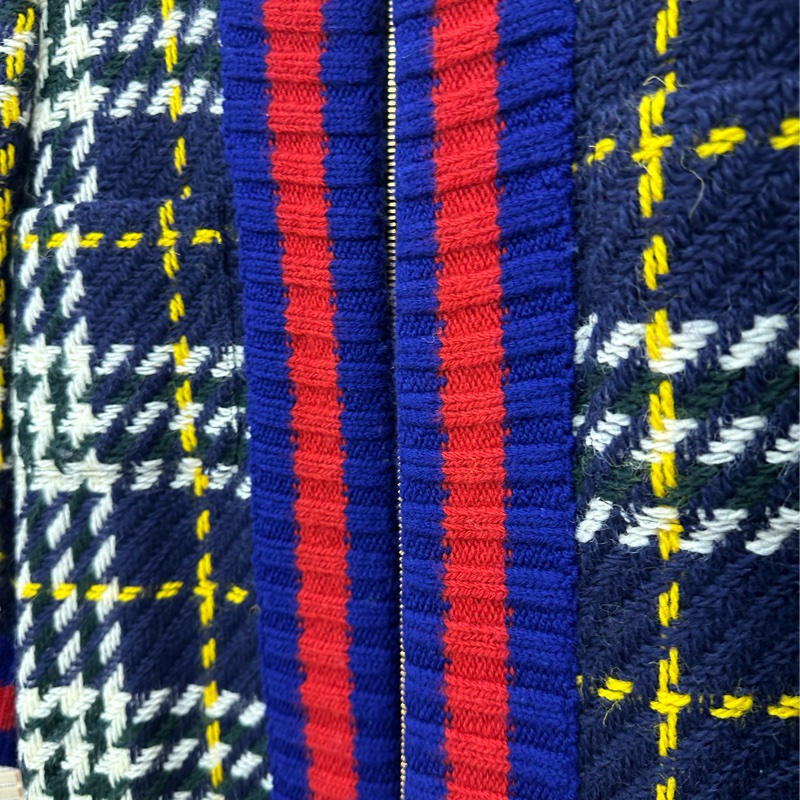Gucci 古馳學院風紅藍條紋拉鍊開襟衫大衣 44碼-2