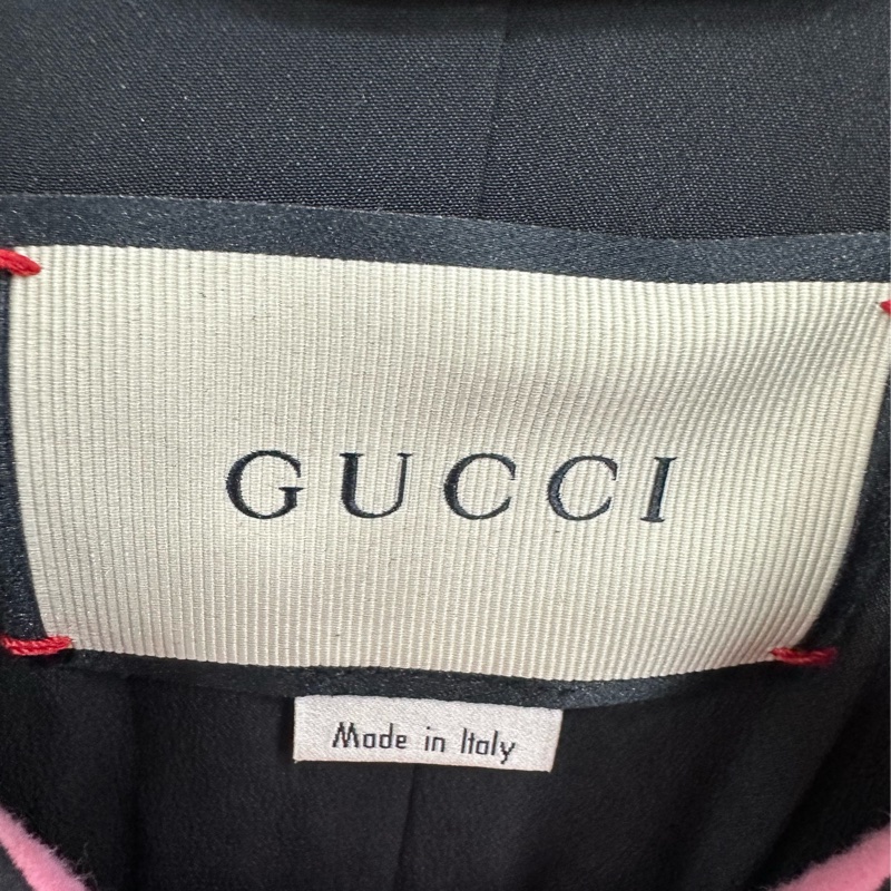 Gucci 粉色 羊毛大衣外套 下摆拼接蕾丝 40碼-2