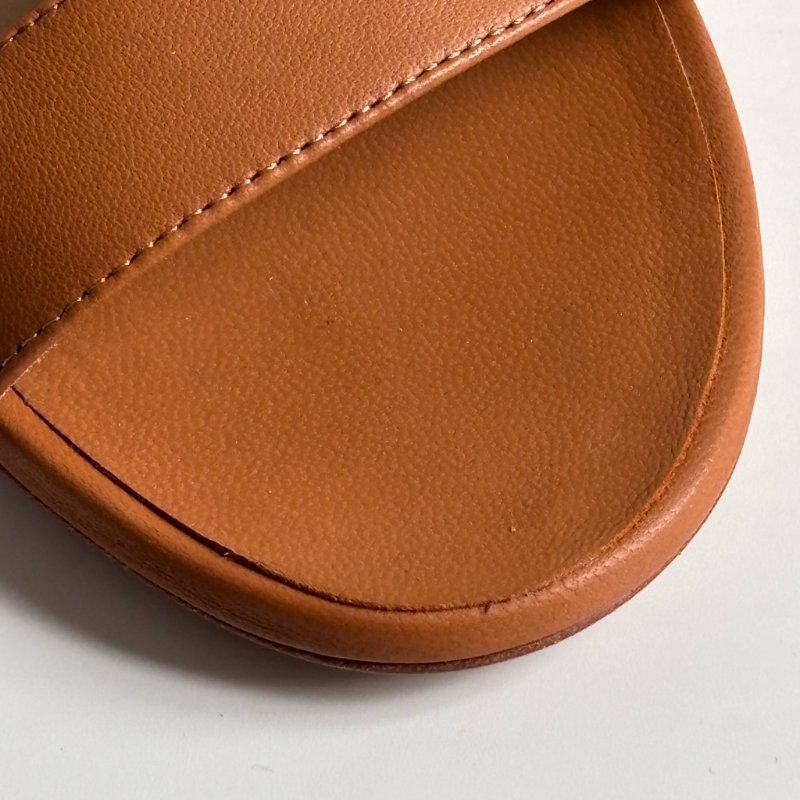 39.5號 ::HERMES:: 金棕色 豬鼻環 粗跟涼鞋 拖鞋 Bikini Sandal-25