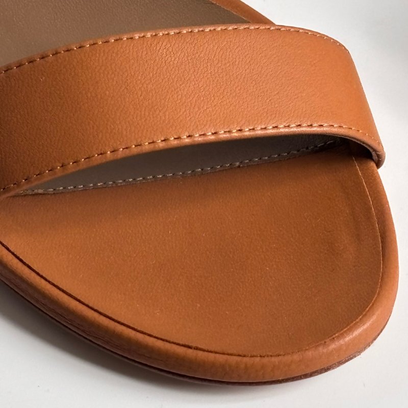 39.5號 ::HERMES:: 金棕色 豬鼻環 粗跟涼鞋 拖鞋 Bikini Sandal-27