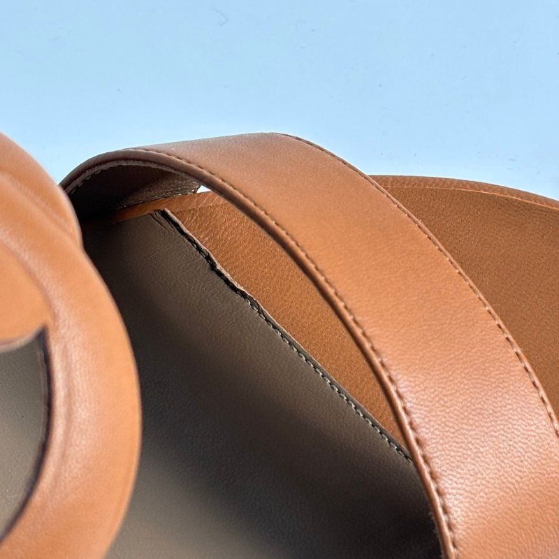 39.5號 ::HERMES:: 金棕色 豬鼻環 粗跟涼鞋 拖鞋 Bikini Sandal-32