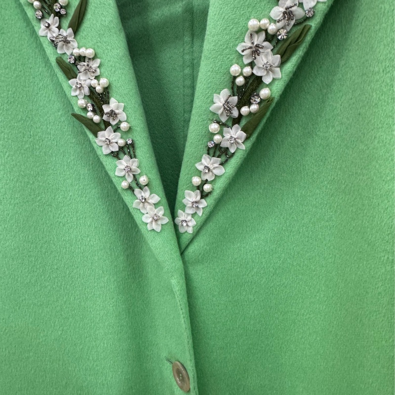 Gucci 羊絨長版綠色大衣 36碼-2