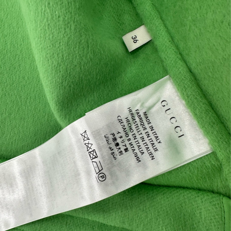 Gucci 羊絨長版綠色大衣 36碼-3