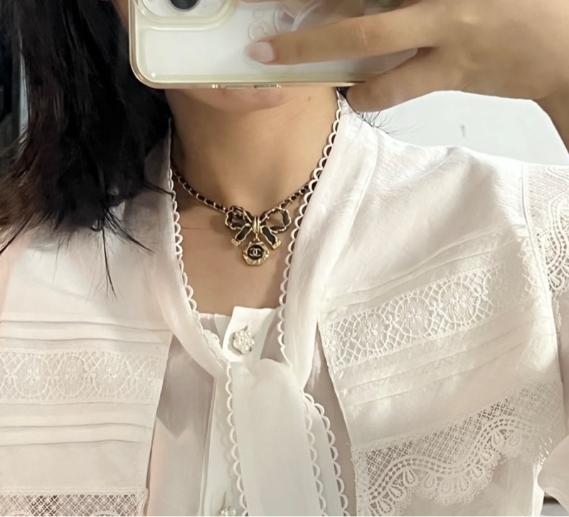 Chanel 雙C 蝴蝶結項鍊-3