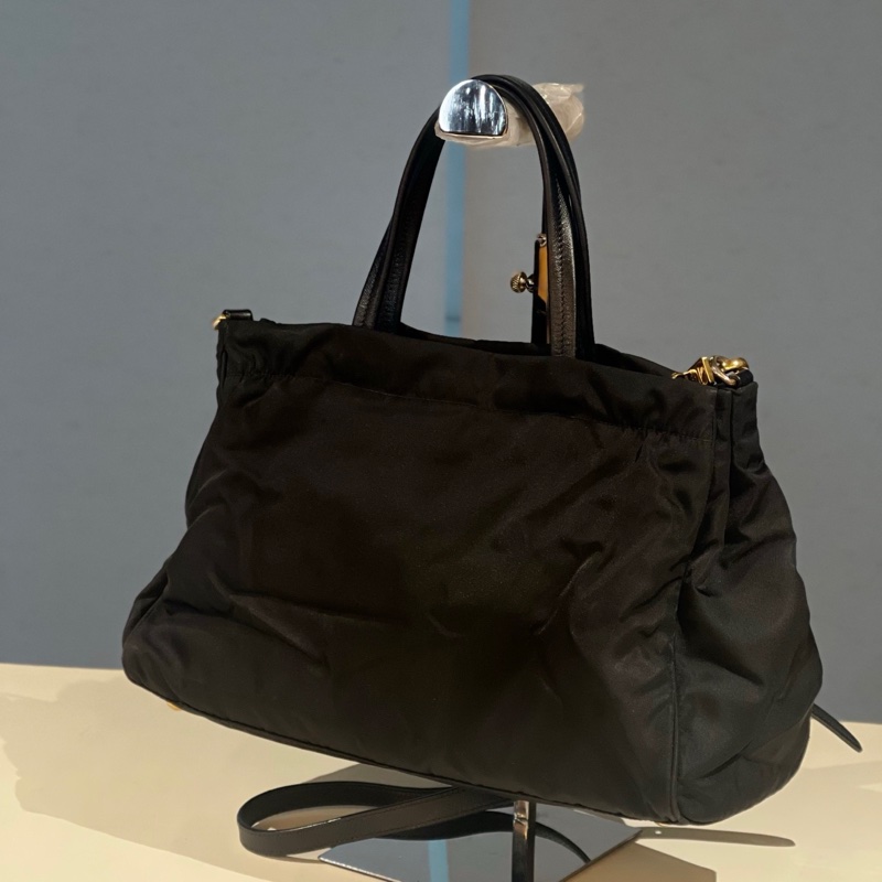 【狀況良好】Prada黑金尼龍手提斜挎包大容量百搭實用-1