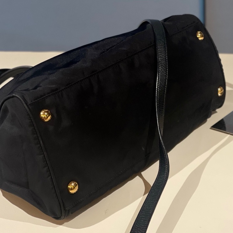 【狀況良好】Prada黑金尼龍手提斜挎包大容量百搭實用-8