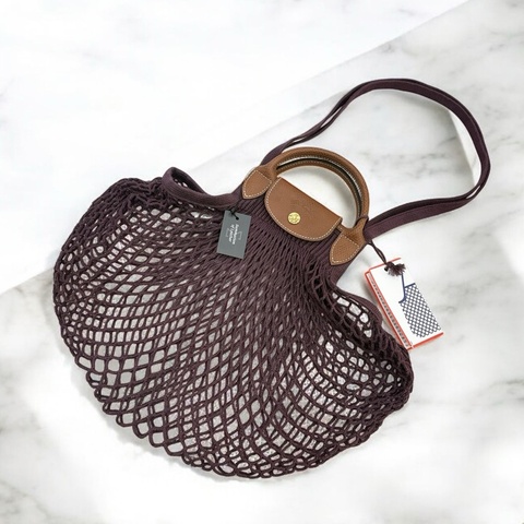 莉亞精品♡Longchamp 肩背漁網包 深紫色 二手
