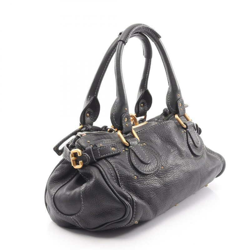 Chloe Paddington 黑色真皮單肩手提包,金色五金配件,二手女款-1