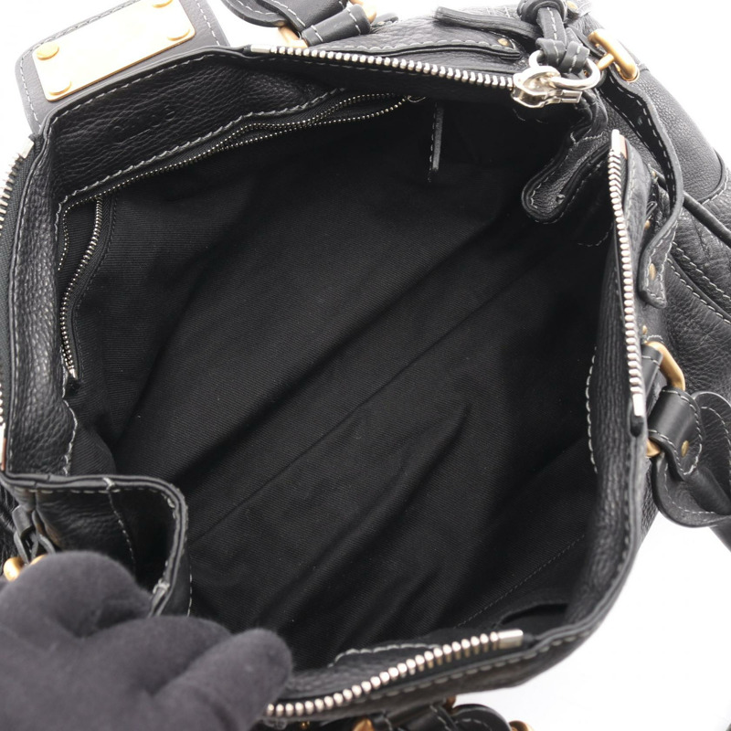 Chloe Paddington 黑色真皮單肩手提包,金色五金配件,二手女款-2