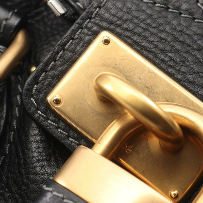 Chloe Paddington 黑色真皮單肩手提包,金色五金配件,二手女款-4