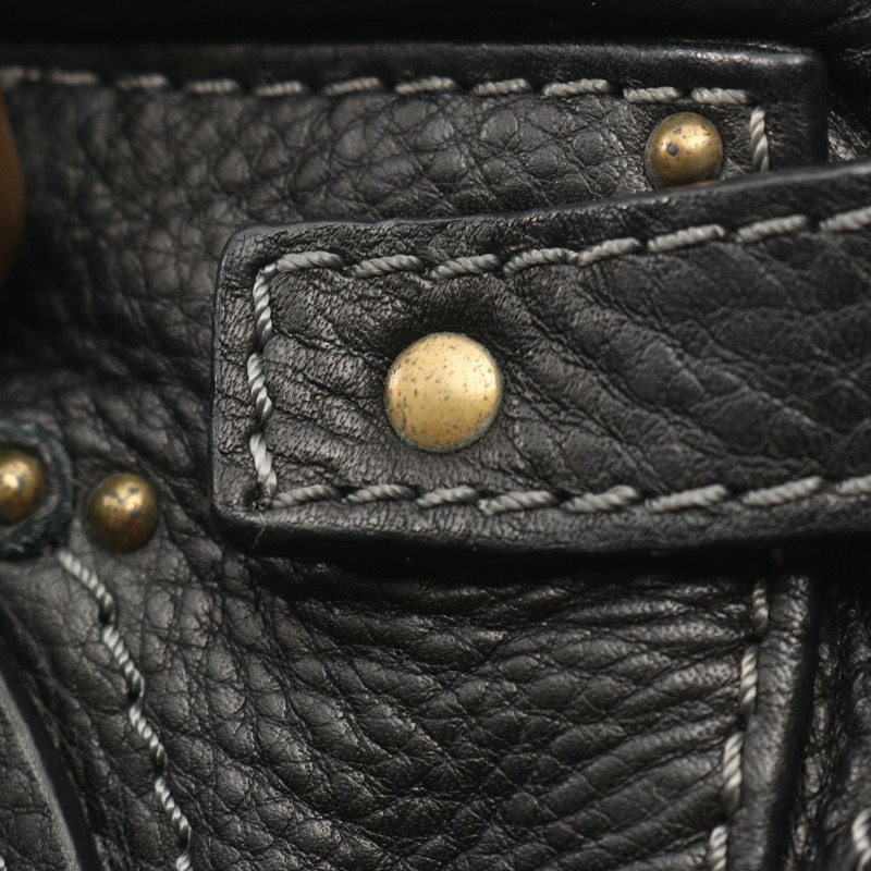 Chloe Paddington 黑色真皮單肩手提包,金色五金配件,二手女款-8