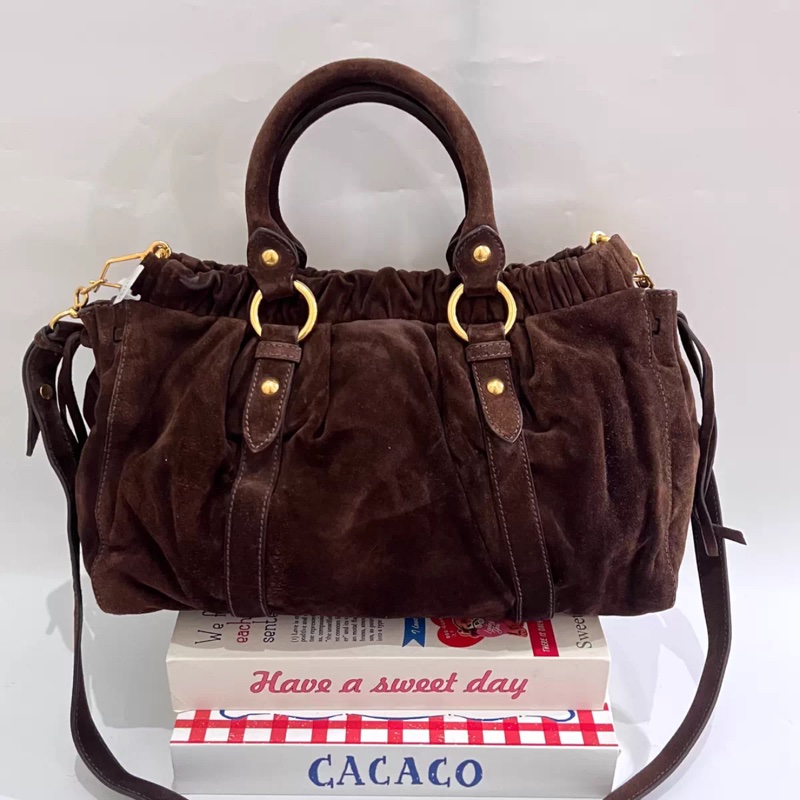 Miu Miu • 棕色麂皮機車包 Teddy 🤎 2way 全網唯一-1