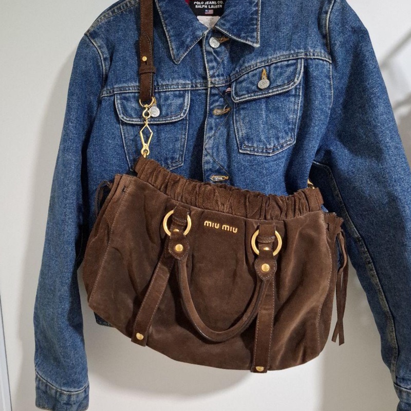 Miu Miu • 棕色麂皮機車包 Teddy 🤎 2way 全網唯一-4