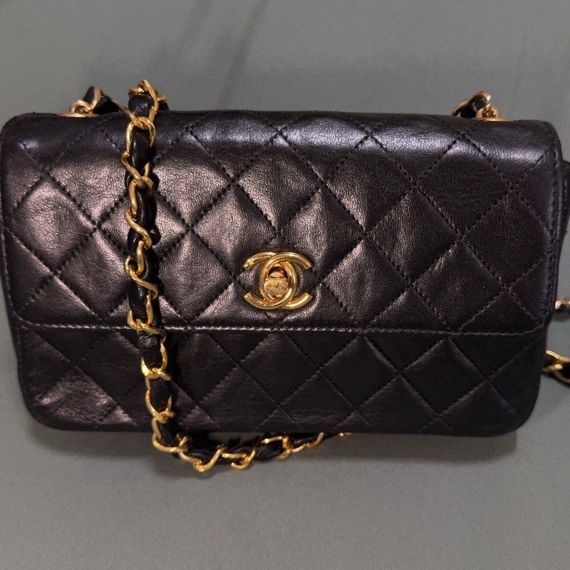 Chanel 香奈兒 經典菱格紋 黑色鏈條包-0