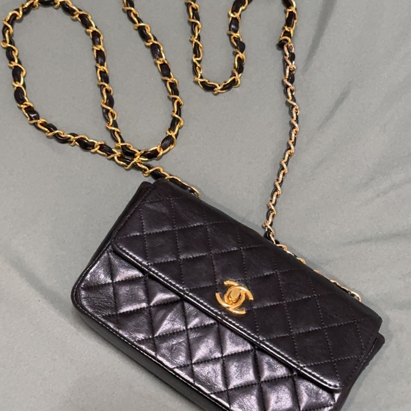Chanel 香奈兒 經典菱格紋 黑色鏈條包-15
