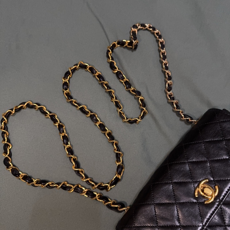 Chanel 香奈兒 經典菱格紋 黑色鏈條包-16