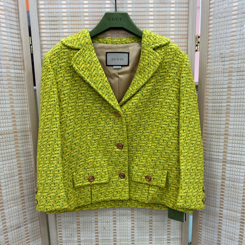 GUCCI 黃色粗呢短外套 40碼 全新-0